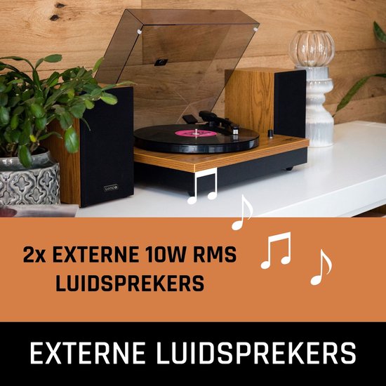 Lenco Platenspeler met Bluetooth - Twee externe Speakers - Auto-stop - LS-310WD - Hout — afbeelding 4