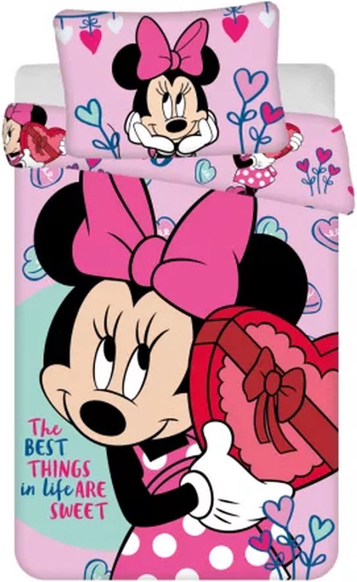 Disney Minnie Mouse peuterdekbedovertrek Sweet- 100 x 135 cm - Katoen - roze