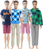 Poppenkleertjes - Geschikt voor Ken - Set van 4 outfits - Broeken, shirt, trui, blouse, jas - Cadeauverpakking