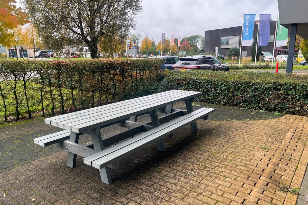 Rockwood® Picknicktafel Vlier Zwaar Kunststof - Mineral Grey 3.60m Naturel