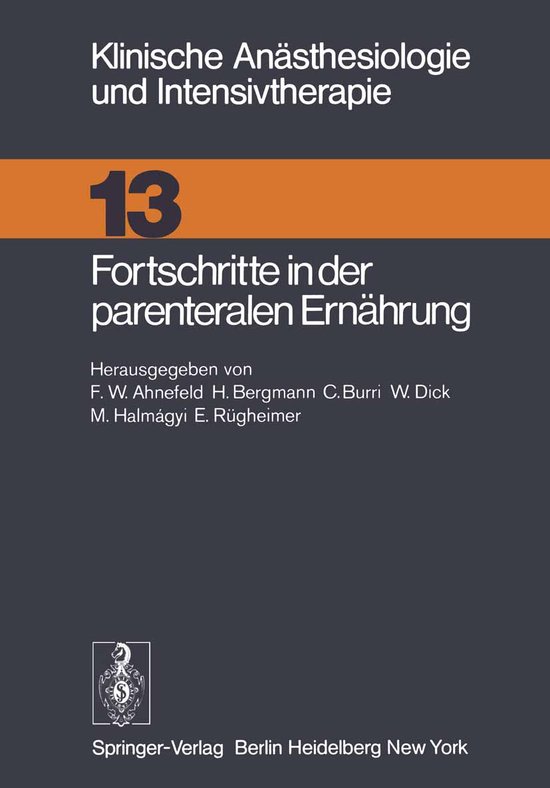 Fortschritte in Der Parenteralen Ernährung - cover