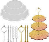 3-laags taartstandaard Epoxyhars mallen met een set gouden houder en een set zilveren houder Herbruikbare fruithouder Dienblad Ambachtelijk voor thuisfeest Bruiloft decoratie
