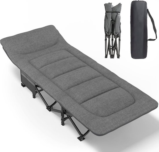 Relaxdays veldbed inklapbaar XXL, kampeerbed hoog, tot 120 kg belastbaar, HBD: 50 x 80 x 215 cm, draagtas, grijs Relaxdays veldbed inklapbaar XXL, kampeerbed hoog, tot 120 kg belastbaar, HBD: 50 x 80 x 215 cm, draagtas, grijs