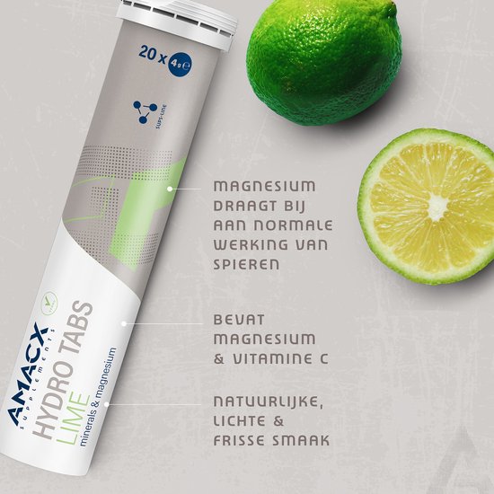 AMACX Hydro Tabs Lime met halve citroen en citroen.