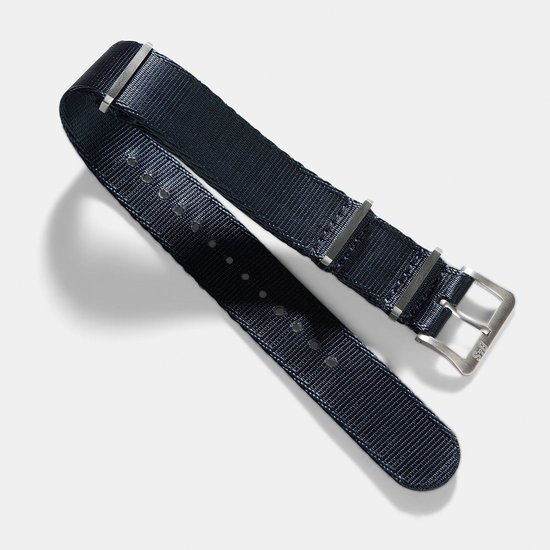 B&S Bracelet de Montre en Nylon Luxe - Deluxe Nato Blue Marine - 20 mm