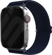 Strap-it Elastisch nylon bandje met klemsluiting - geschikt voor Apple Watch Series 1/2/3/4/5/6/7/8/9/SE - Rekbaar iWatch bandje in maat 38 / 40 / 41mm - donkerblauw