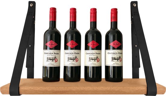 Supports étagère en cuir SHELV - Ajustable - Cuir Zwart - Lot complet de 2