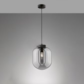 Fischer & Honsel - Hanglamp Regi - 1x E27 max. 40 W (excl.) - Mat Zwart met Rookglas