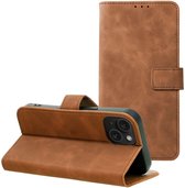 Case2go - Telefoonhoesje geschikt voor iPhone 14 Plus - Wallet Book Case - Met Magnetische Sluiting - Bruin