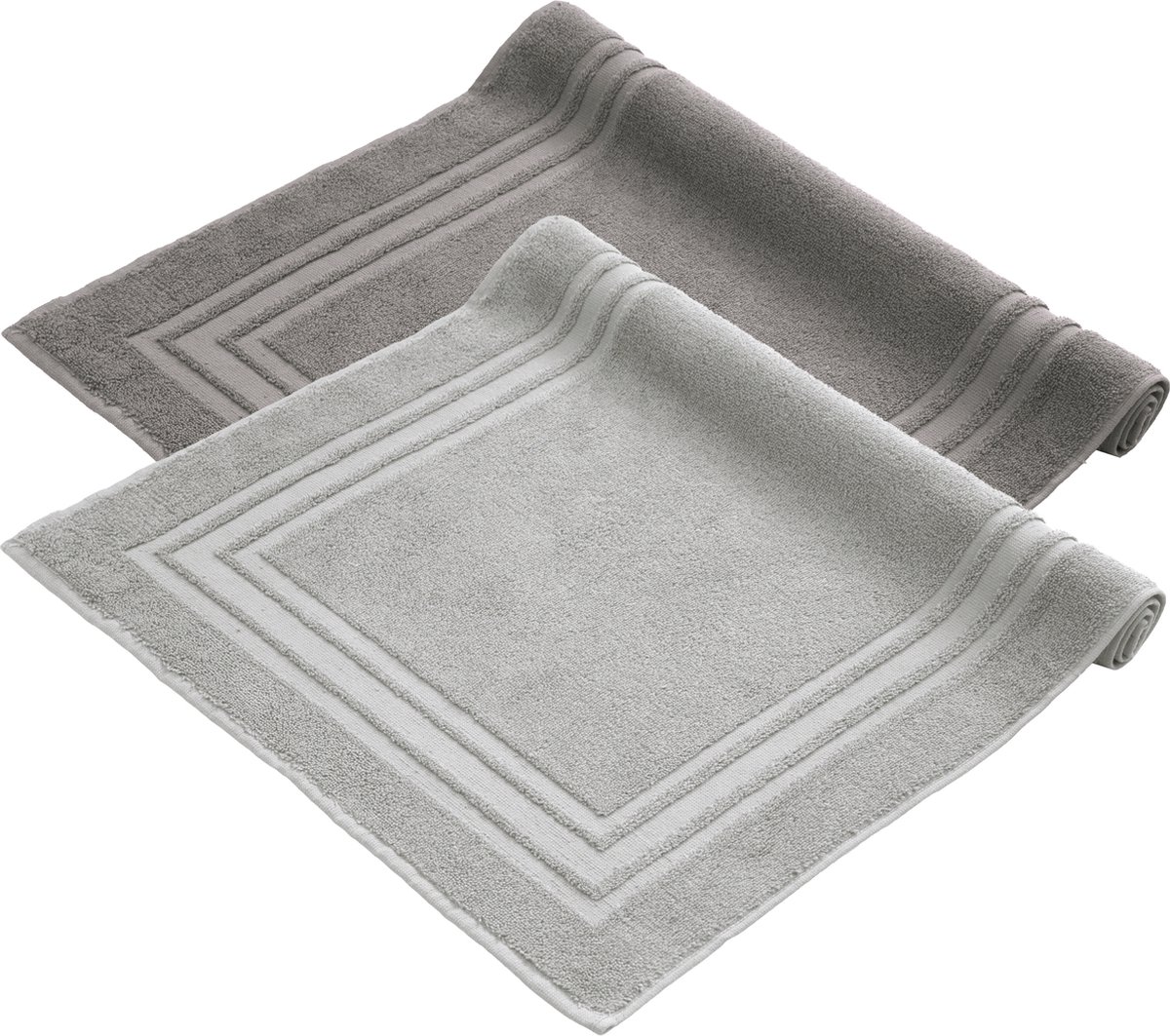 Komfortec Badmat - 2 stuks - Handdoek Dikte - Hotelkwaliteit - Zachte en Absorberende Douchemat - 50x70 cm - 100% Katoen – Antracietgrijs&Grijs