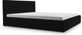 InspireME - Bed 01 - Gestoffeerd bed met Fluweel Beklede Tweepersoonsbed - 140x200 cm - Elegant en Comfortabel - Zwart (TRINITY 16)