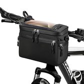 Sacoche de guidon de vélo - Sacoche de guidon Vélo - avec support pour smartphone - Étanche - Amovible - Sac à main - Sac à bandoulière - 4 Litres - Zwart