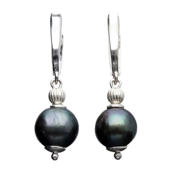Bela Donaco - Oorbellen Pearl collection B10 – Sterling Zilver – Zwarte Parels