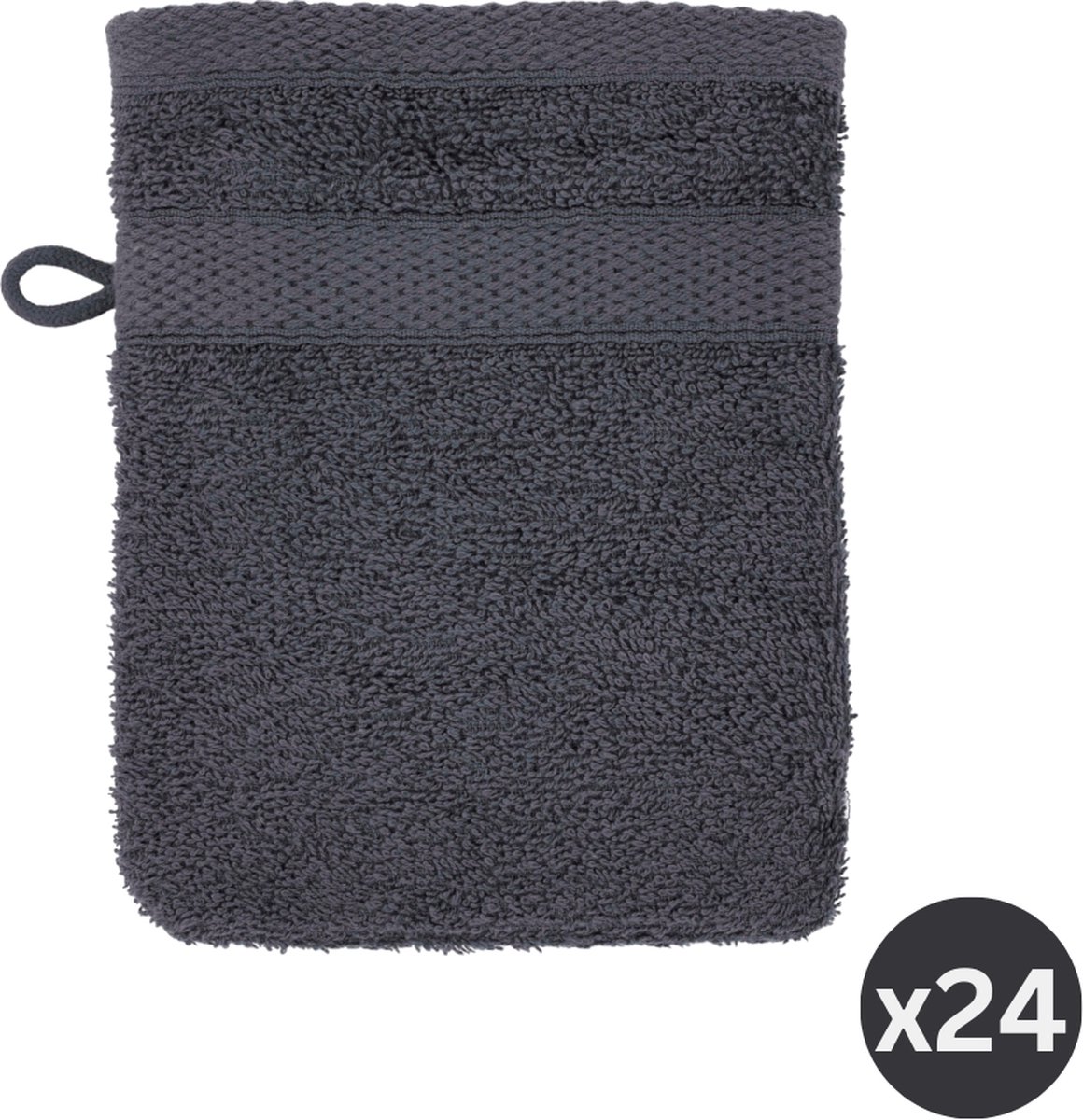 TISECO HOME STUDIO - Washand RIVA - SET/24 - 100% katoen - 450 g/m² - met ophanglus - 100% katoen - superzacht en zeer absorberend - 15x21 cm - Blue stone