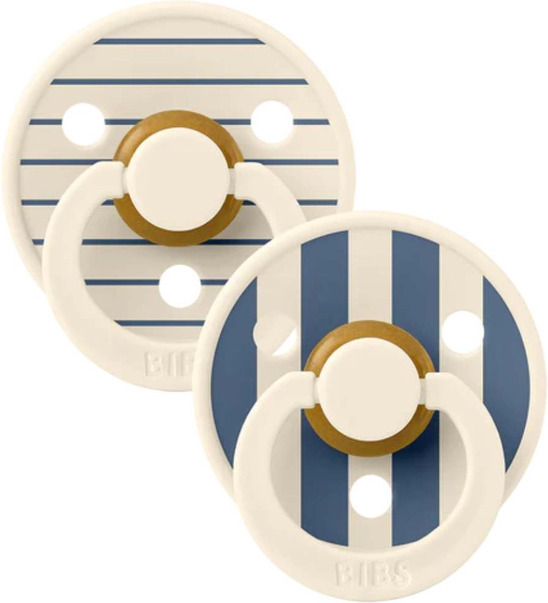 Goedkoopste BiBs Studio Pin Fopspeen - 0-6 Mnd - 2 Stuks - Ivory Steel Blue Mix