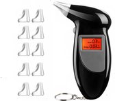 Sleutelhanger - Alcohol tester - Blaastest - Digitale alcoholtester - 25 extra mondstukjes - Zwart