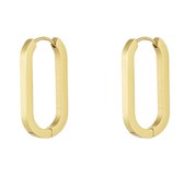 Joy Ibiza - rechthoek ovale oorbellen - klap scharnier oorringen ovaal - 3 cm - stainless steel - ip/pvd goldplated