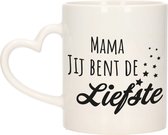 Bellatio Decorations Cadeau koffie/thee mok voor mama - zwart - hartjes oor - keramiek - Moederdag