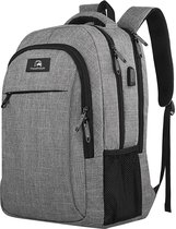 Sac à dos Travelhawk - 28L - 15,6 pouces - Grijs - Sac à dos pour ordinateur portable - Hommes et femmes - Hydrofuge - Avec port de chargement USB