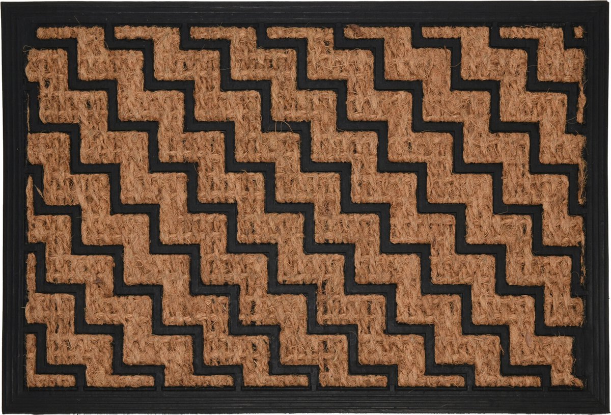 H&S Collection Deurmat met print - voor binnen en buiten - kokosvezel - 60 x 40 cm - Droogloopmat