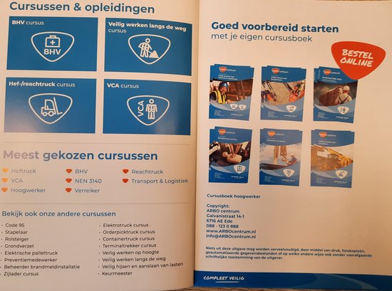 Hoogwerker cursusboek | 9789082832044 | ARBOwinkel | Boeken | bol