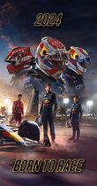 Strandhanddoek - Formule 1 - 2024- Max Verstappen - Sergio Perez - Charles LeClerc - Born to Race - 2024-F01