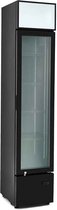 HCB® - Professionele Horeca Glasdeur koelkast - 1 deur - 160 liter - 230V - Koeling met glazen deur - Flessenkoelkast - Drankenkoelkast - 39.5x49x188.5 cm (BxDxH)