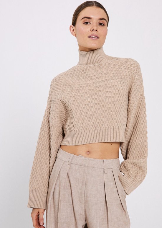 Mathilde bow knit top beige - NORR