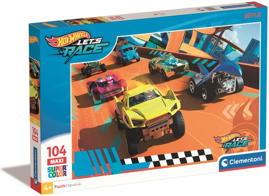 Clementoni - Kinderpuzzel - 104 Maxi Stukjes - Hot Wheels - Puzzel Voor ...