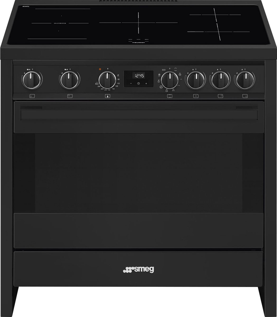 SMEG B95IMAN9 INDUCTIEFORNUIS - 5 Zones - Full Black - antraciet