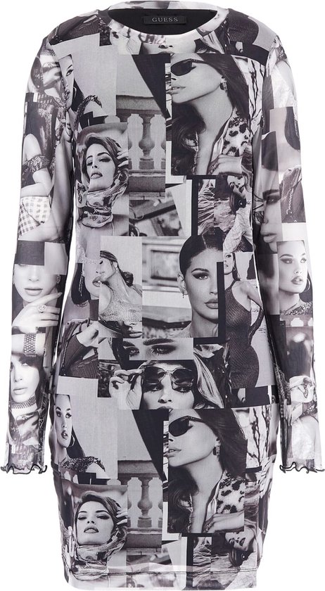 Guess LS Adriana Mesh Dress Dames Jurk Multi Print Maat XS bol