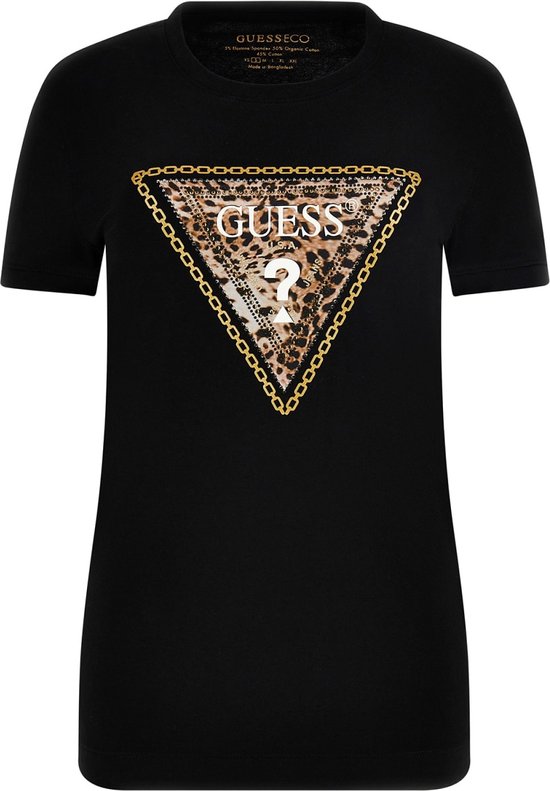 Foto: Guess ss cn triangle leo tee dames t shirt jet black maat s