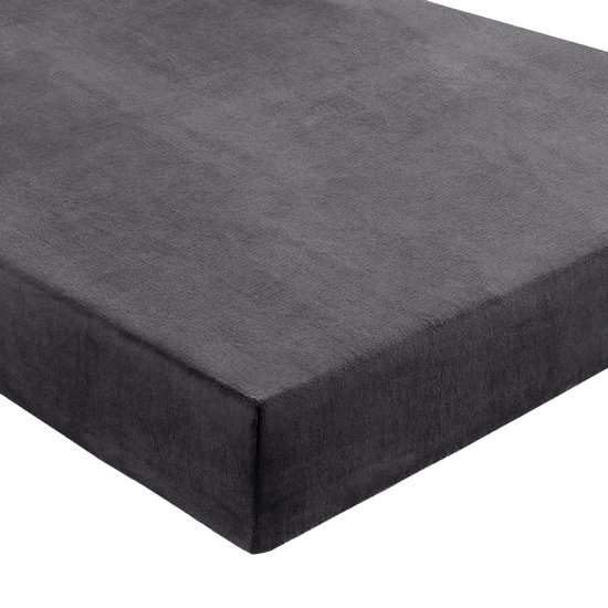 Velvet Hoeslaken - Fluwelen Hoeslaken - Flanel Velours Hoeslaken -Hoogwaardige Kwaliteit - Fluweel Zacht - 160x200 cm - Antraciet