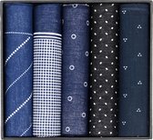 Suitable Zakdoeken 5-Pack Dessin Dark Blue - Katoenen - Cadeauverpakking