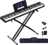 Bol.com Luxe Keyboard – Elektrische Piano – 88 Semi-Gewogen Toetsen – Draagbare E-Piano – Incl. Draagtas Pedalen & Standaard – B... aanbieding
