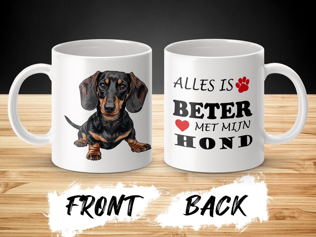 Mok Dachshund Alles is beter met mijn hond - dog - doglover