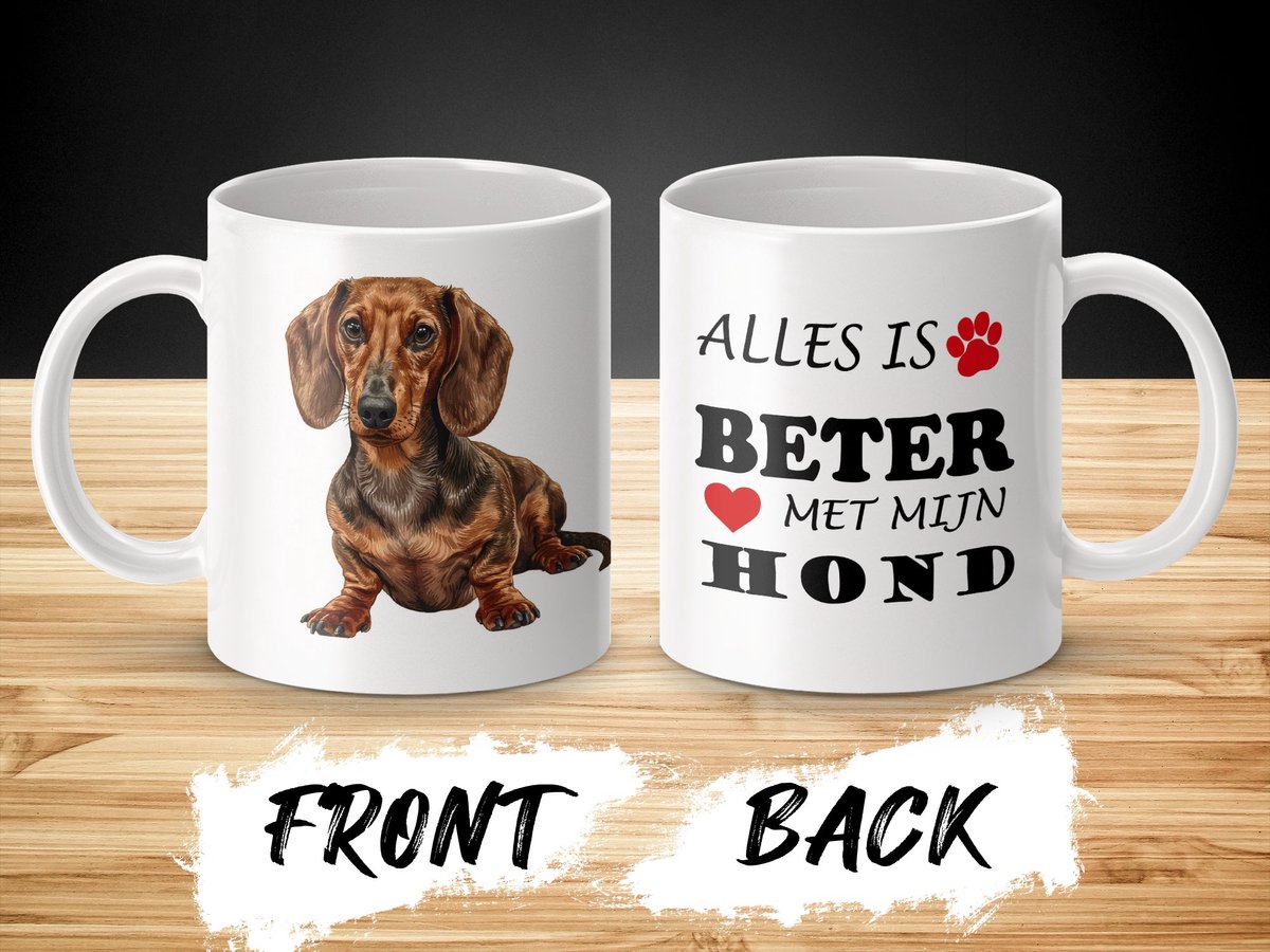 Mok Dachshund Alles is beter met mijn hond - dog - doglover