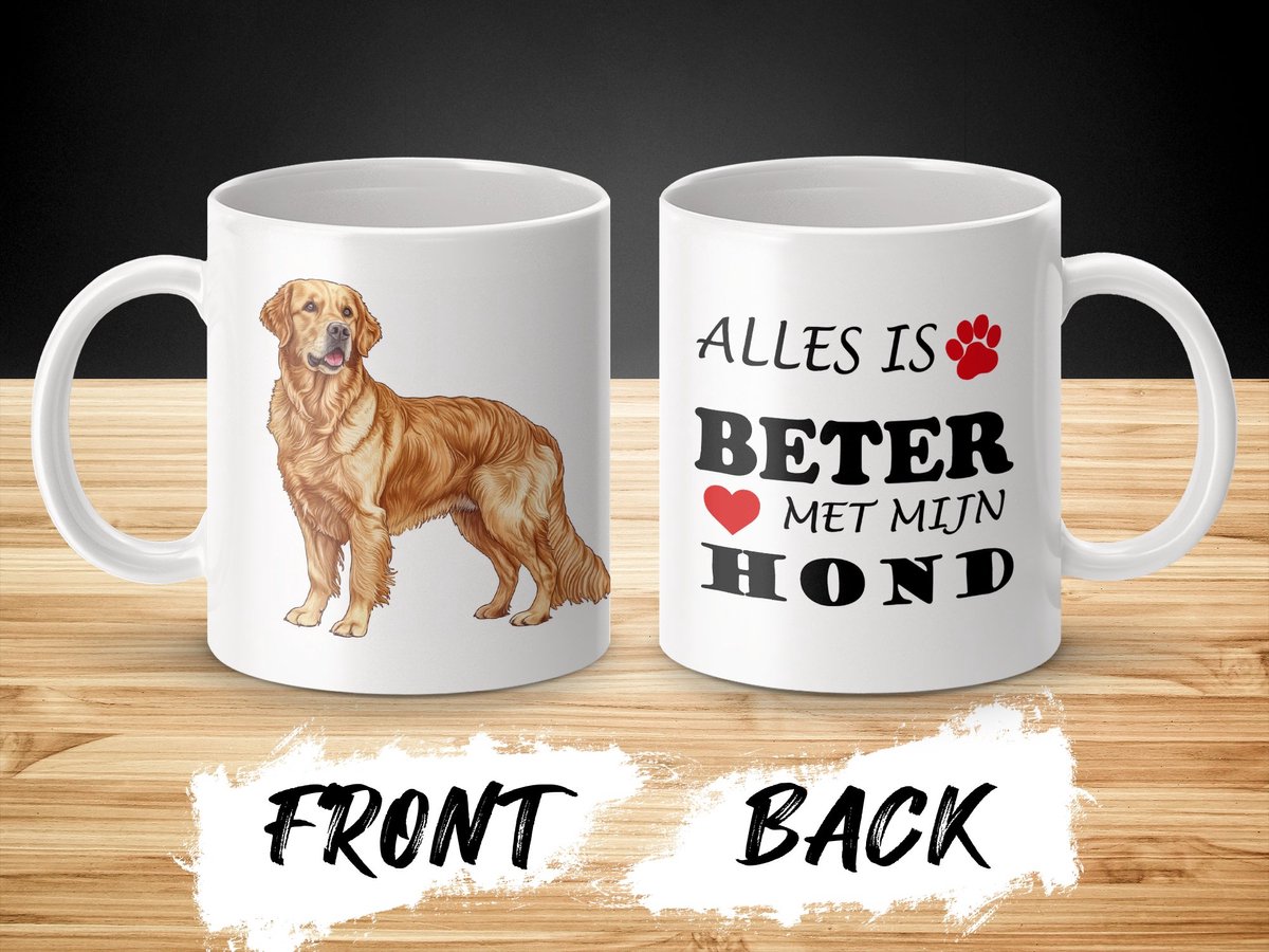 Mok Golden Retriever Alles is beter met mijn hond - dog - doglover