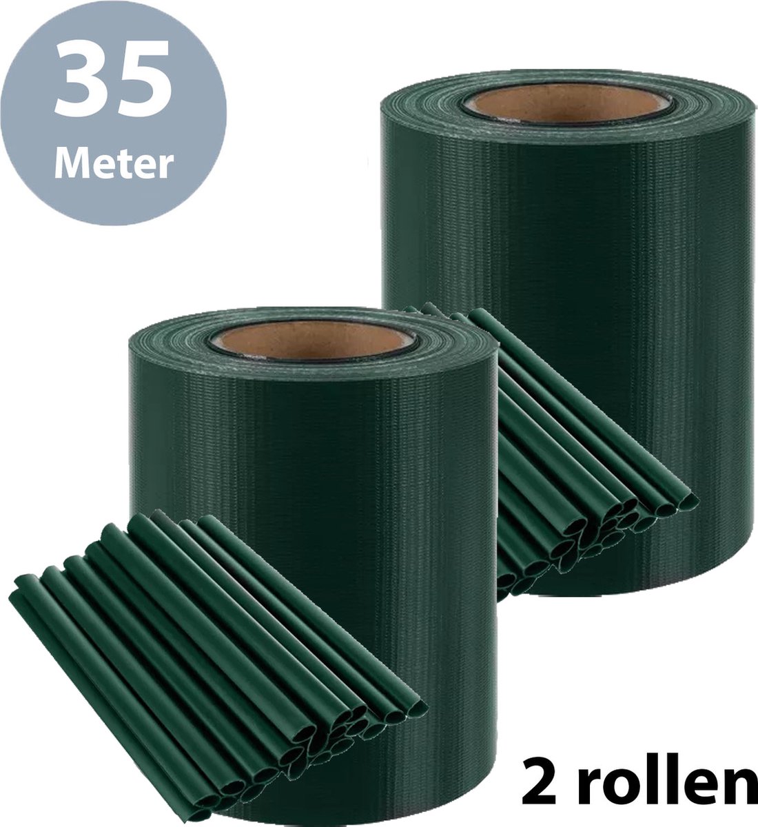 ForDig Vlechtband Groen (2 Rollen) - 35x0,19 Meter - Privacyband Tuinscherm - Privacystrips Voor Tuinafsluiting - PVC