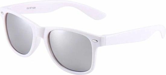 Fako Sunglasses® - Heren Zonnebril - Dames Zonnebril - Classic - UV400 - Wit Frame - Zilver Spiegel van Fako Sunglasses® — afbeelding 2