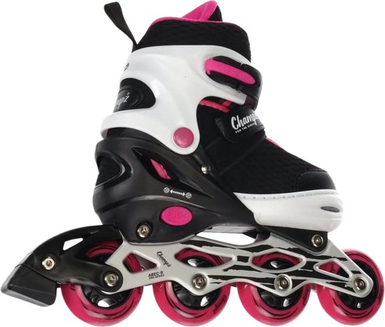 Champz Verstelbare Inline Skates voor Kinderen - Semi-Softboot - Zwart/Roze - Maat 33-37 - ABEC9 - Aluminium Frame - Professionele Skeelers voor Jonge Skaters - Champz