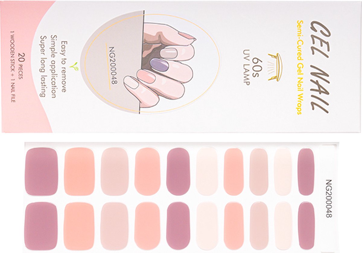 Goedkoopste Gel Nail Wraps – Gel Nagel Wraps – Gel Nail Stickers – Gel Nagel Folie - UV lamp – Pink Pastel Mix
