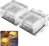 CNL Sight Grondspot(2 stuk Maat L ) - Solar Ice Cube LED- 10cm*10cm*5.5cm-Licht-solar Tuinverlichting op zonne-energie-warmlicht - Brick light - IP68 - (Size : 10cm X10cm X5.5cm)