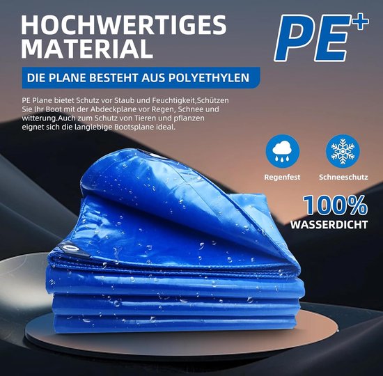 Tillvex® Afdekzeil Met Ringen, 10 Spanrubbers, 15 M Touw, Waterdicht En Scheurvast Premium Pvc