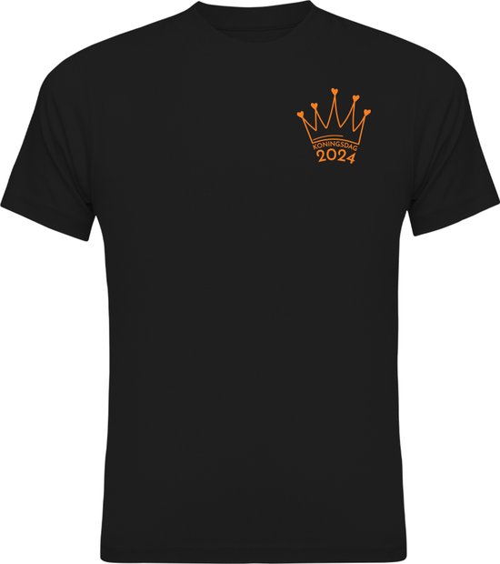 Koningsdag Kleding | Fotofabriek Koningsdag t-shirt heren | Koningsdag t-shirt dames | Zwart shirt | Maat S | Koningsdag 2024 Hoek Oranje