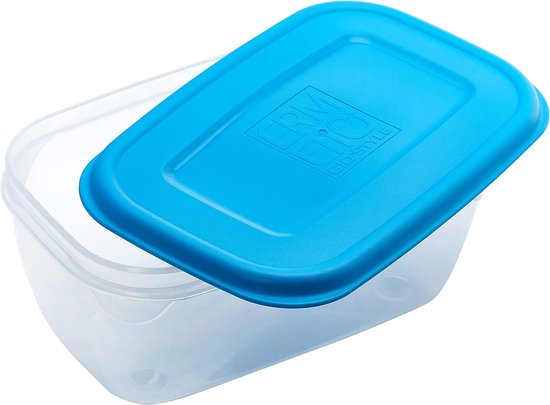 GIO'STYLE Set van 3 luchtdichte voedselcontainers – 0,5 l 1 l 1,5 l – Made in Italy – vierkant – geschikt voor koelkast, vriezer en magnetron
