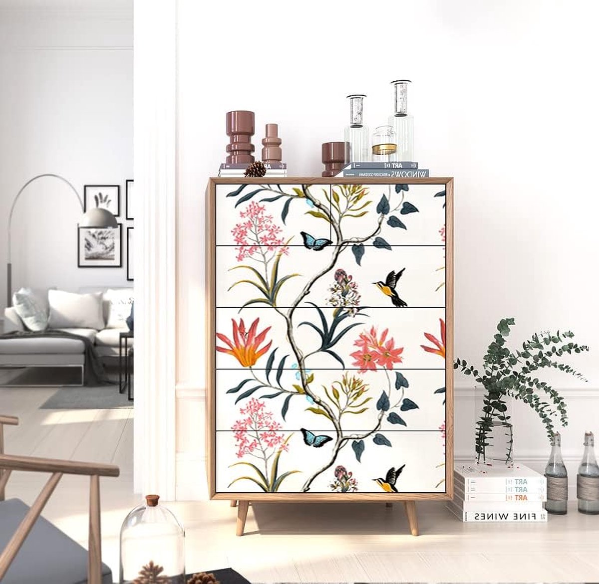 Plakfolie - Decoratiefolie - Meubelfolie - Barok Bloemen - Crème - 45cm