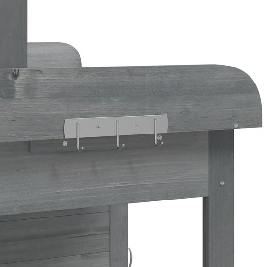 vidaXL Table de rempotage - Tables de remportage - Table de travail de jardin - Table de rempotage - Table de rempotage avec armoire 110,5 x 45 x 124,5 cm Pin massif gris