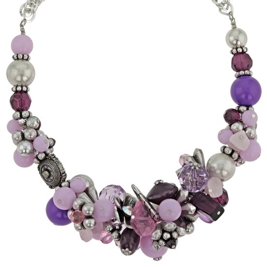 Collier court avec Perles violettes