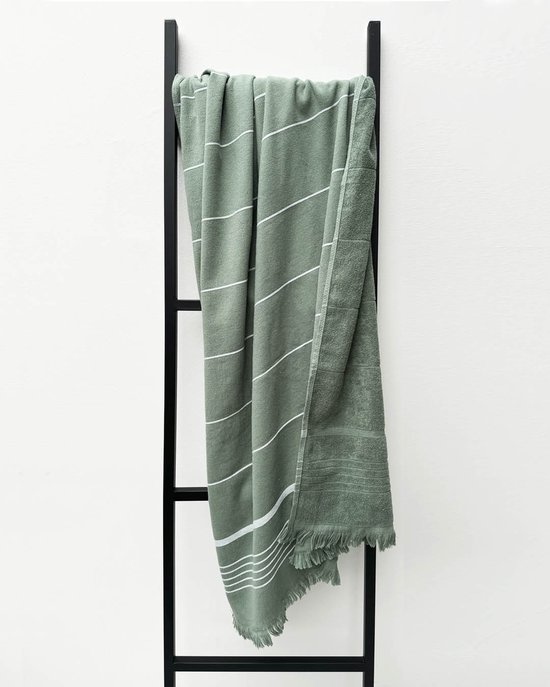 Foto: Hoomstyle hamamdoek badstof strandlaken hamamdoek xxl 90x170cm handdoek 100 katoen groen